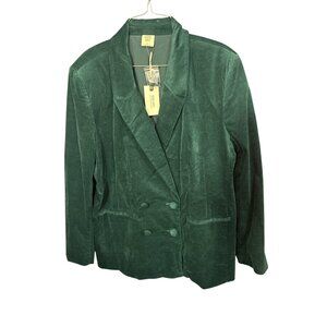 Good Hart By Matilda Jane Womens Green Velvet Blazer Jacket XL Double Breasted B